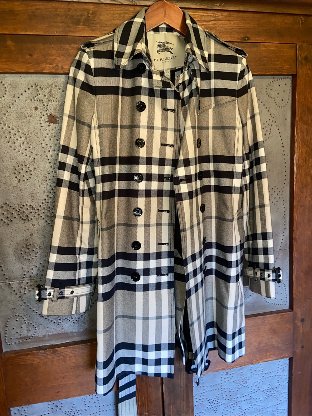 Burberry Plaid Trench Jacket Coat Size 6